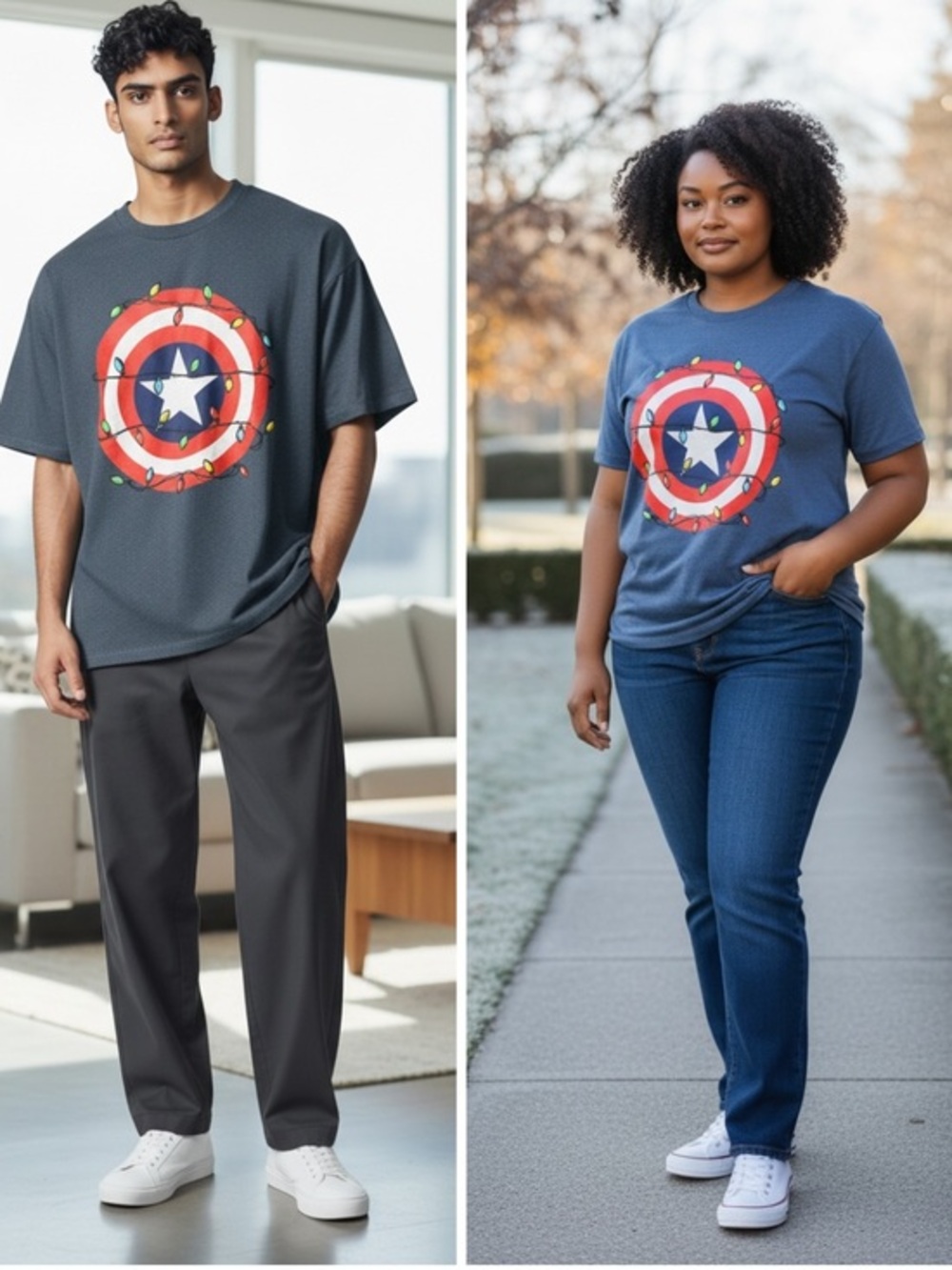 NWT Holiday Captain America Graphic Big & Tall Unisex Crew Neck T Shirt